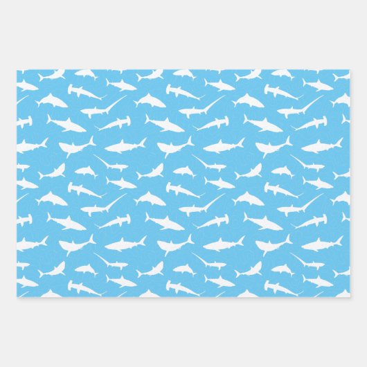 Shark Frenzy Blauw Wit Inpakpapier Vel (Voorkant 2)
