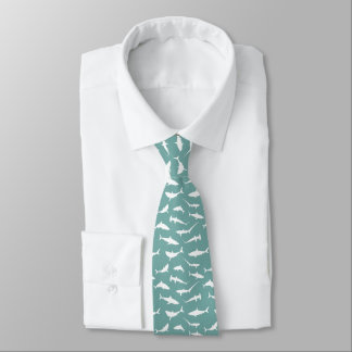 Shark Frenzy Cool Blue White Pattern Stropdas
