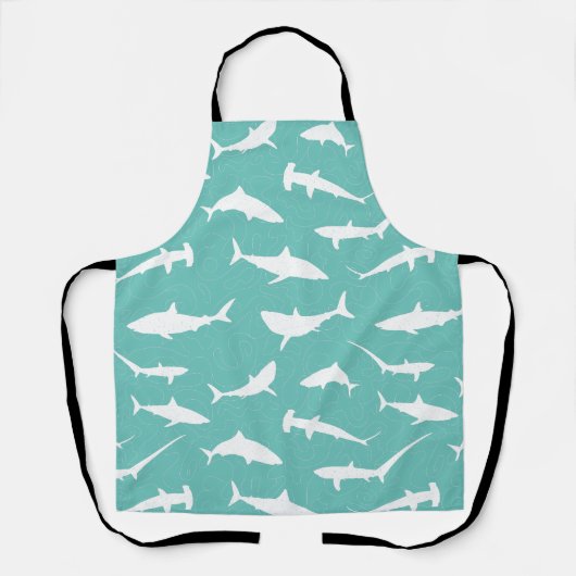 Shark Frenzy Fun Blue en White Patterned Schort (Voorkant)
