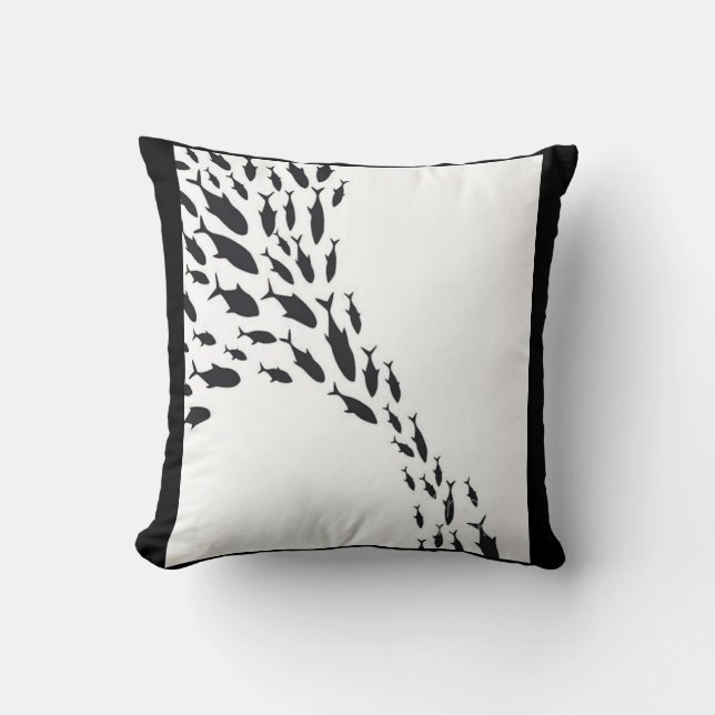 Shark Group Zwingend Fish School Patronen Kussen (Voorkant)