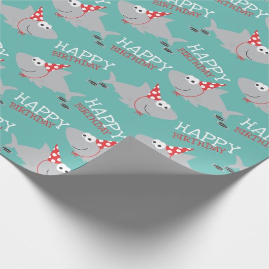 Shark Happy Birthday Cadeaupapier (Hoek)