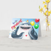 Shark Happy Birthday Kaart (Gele Bloem)