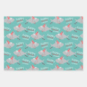 Shark Happy Birthday-naam Inpakpapier Vel (Voorkant)