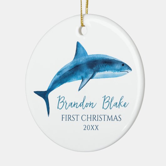 Shark Illustration Boy Baby Eerste Kerstdag Keramisch Ornament (Links)