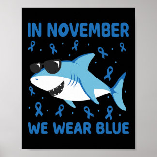 Shark In November We Wear Blue Diabetes Kid Boy To Poster