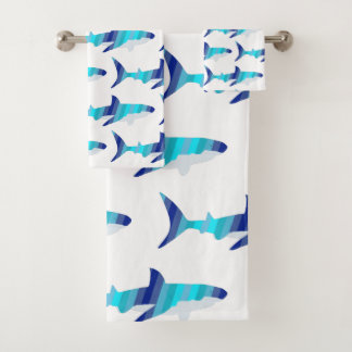 Shark in Shades of Blue Towel Bad Handdoek