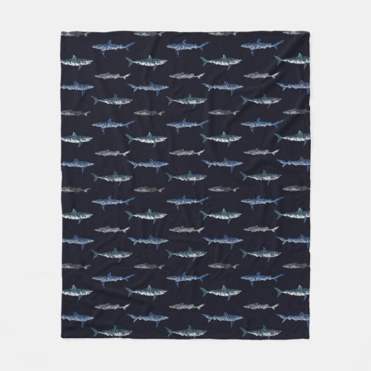 Shark Invasion Pattern Fleece Deken (Voorkant)