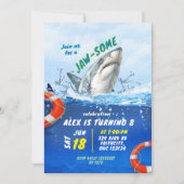Shark Jawsome Boy Verjaardagsfeestje Kaart (Voorkant)