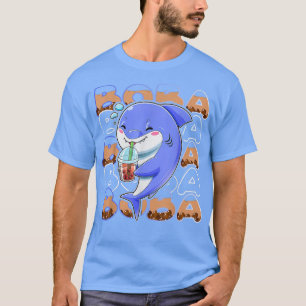 Shark Kawaii Boba Cute Anime Shark Kawaii Tea Drin T-shirt