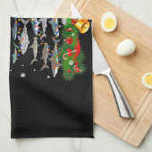 Shark kerstboom, haaienlovers theedoek (Quarter Fold)