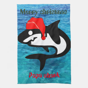 shark kerstfamilie , passie op maat theedoek