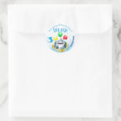 Shark Kids Verjaardag Ronde Sticker (Tas)