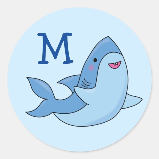 Shark Kind Cute Kawaii Name Envelope Seal Sticker (Voorkant)