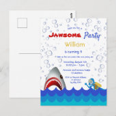 Shark krachtens de zee 9e verjaardagsfeestuitnodig briefkaart (Voorkant / Achterkant)