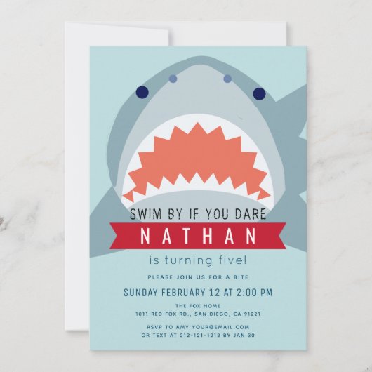 Shark Light Blue Pool Boy Verjaardag Kaart (Voorkant)