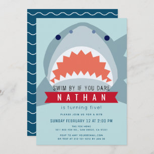 Shark Light Blue Pool Boy Verjaardag Kaart