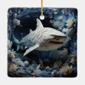 Shark Lover Gift Kerstmis Keramisch Ornament (Achterkant)