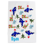 Shark Merry kerstcadeautassen Medium Cadeauzakje (Achterkant)