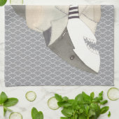 Shark Mode Suit Waterverf Illustratie K Theedoek (Gevouwen)