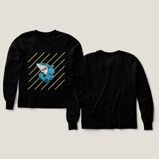 "Shark Mode Sweatshirt – Deep Sea Style with Bite" (Motif recto et verso)
