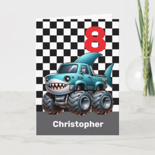 Shark Monster Truck 8e verjaardag Kaart