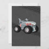Shark Monster Truck Racing Flag Birthday Party Kaart (Achterkant)