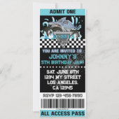 Shark Monster Truck Ticket Verjaardag Uitnodiging (Voorkant)