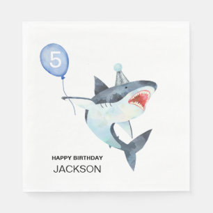 Shark Napkins - Bewerkbaar nummer - Verjaardag ser Servet