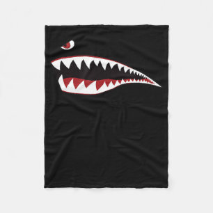 Shark Nose Art Green - Wwii Military Plane Fleece Deken