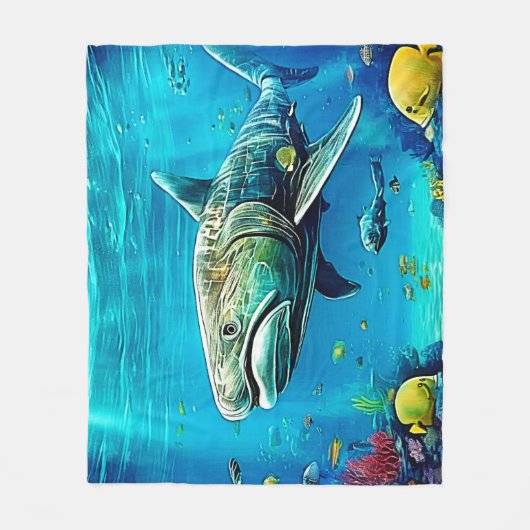 Shark Ocean Predator Art Fleece Deken (Voorkant)
