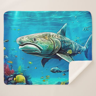 Shark Ocean Predator Art Sherpa Deken