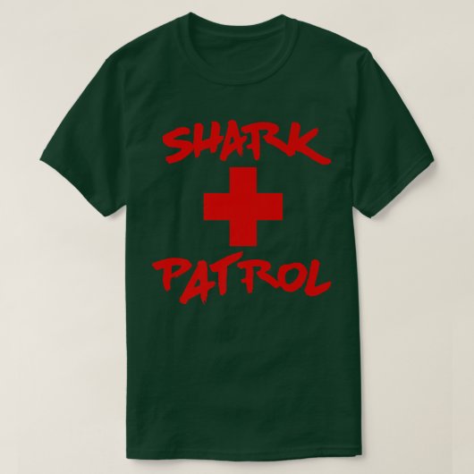 Shark Patrol Red Font T-shirt (Design voorkant)