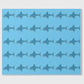 Shark Pattern - Wrapping Paper, 30 x 6 inch Cadeaupapier (Vlak)