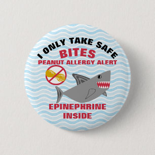 Shark Peanut Allergy Alert Persoonlijk Ronde Button 5,7 Cm