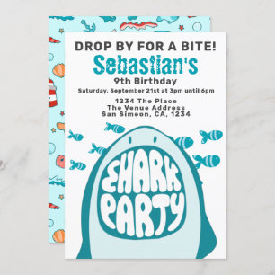 Shark Personalized Birthday Party Kaart