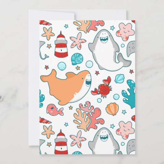 Shark Personalized Birthday Party Kaart (Achterkant)