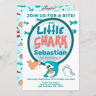 Shark Personalized Birthday Party Kaart