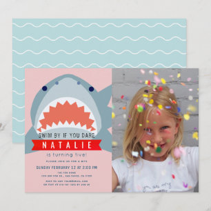 Shark Pink Pool Foto Girl Birthday Kaart
