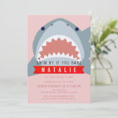 Shark Pink Pool Girl Verjaardag Kaart (Staand voorkant)