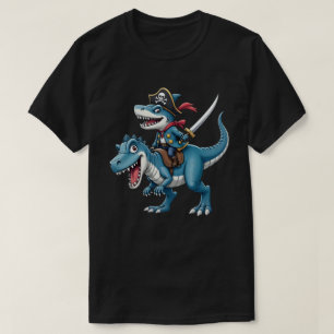 Shark Pirate Riding Dinosaur T Rex Kinder Jongens T-shirt