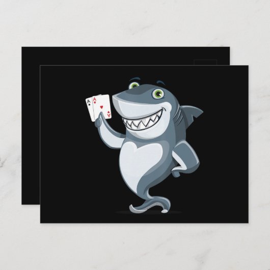 Shark Poker Player - Funny Poker Gift Aankondigingskaart (Voorkant / Achterkant)