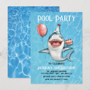 Shark Pool Party verjaardagstaart Ballon Kaart