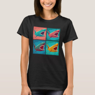 Shark Pop Illustratie Kleurrijke Dieren Vrouwen Ma T-shirt