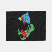Shark Punching T-rex dinosaurus Funny Fighting Box Fleece Deken (Voorkant (Horizontaal))