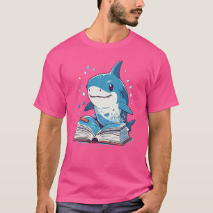 Shark Reading Boek Marine Animal Ocean Zee Reader T-shirt