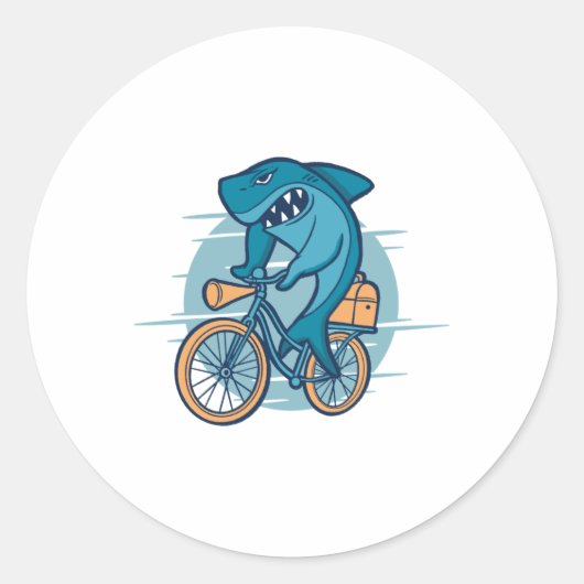 SHARK RIDING BIKE RONDE STICKER (Voorkant)
