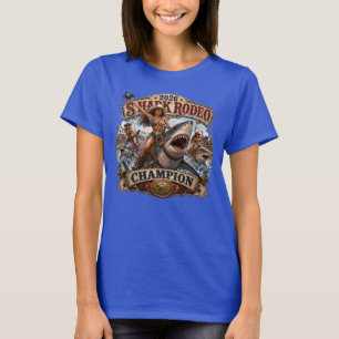 Shark Rodeo Kampioen Patriottische Cowgirl T-shirt