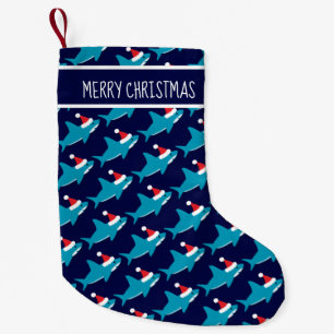 Shark Santa Hat Blue White Sharkmas Animal Kleine Kerstsok