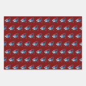 Shark Santa Hat Kerstcadeau Inpakpapier Vel (Voorkant)