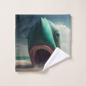 Shark sculpture on the beach (Gant de toilette)